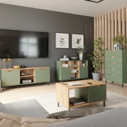 Kommode Marelle Grün/Artisan 76 x 120 cm mit 5 Schubladen Vicco