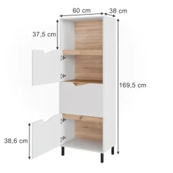 Kommode Marelle Weiß/Artisan 60 x 169.5 cm mit 4 Fächern Vicco