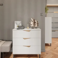 Kommode Marelle Weiß/Artisan 80 x 81.2 cm mit 3 Schubladen Vicco