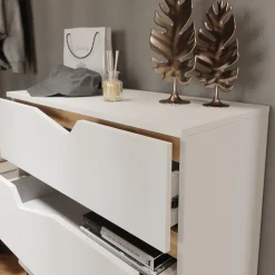 Kommode Marelle Weiß/Artisan 80 x 81.2 cm mit 3 Schubladen Vicco