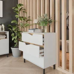 Kommode Marelle Weiß/Artisan 80 x 81.2 cm mit 3 Schubladen Vicco