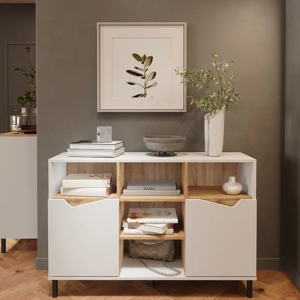 Kommode Marelle Weiß/Artisan 120 x 81.3 cm mit 2 Türen Vicco