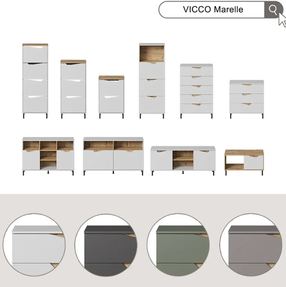 Kommode Marelle Weiß/Artisan 120 x 81.3 cm mit 2 Türen Vicco