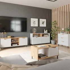 Kommode Marelle Weiß/Artisan 140 x 81.3 cm mit 2 Türen Vicco