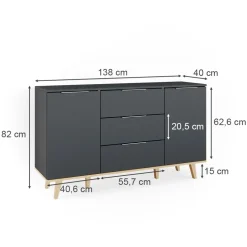 Kommode Nautica Anthrazit 138 x 82 cm Vicco