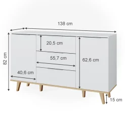 Kommode Nautica Weiß 40 x 82 cm Vicco