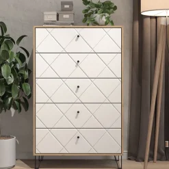 Kommode Nizza Artisan-Eiche 80.2 x 127.4 cm mit 5 Schubladen Vicco