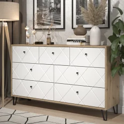 Kommode Nizza Artisan-Eiche 140.2 x 82.6 cm mit 7 Schubladen Vicco