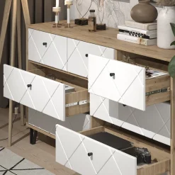 Kommode Nizza Artisan-Eiche 140.2 x 82.6 cm mit 7 Schubladen Vicco