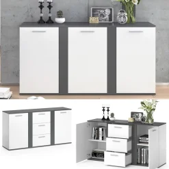 Kommode Novelli Anthrazit 40 x 80 cm mit Schubladen Vicco