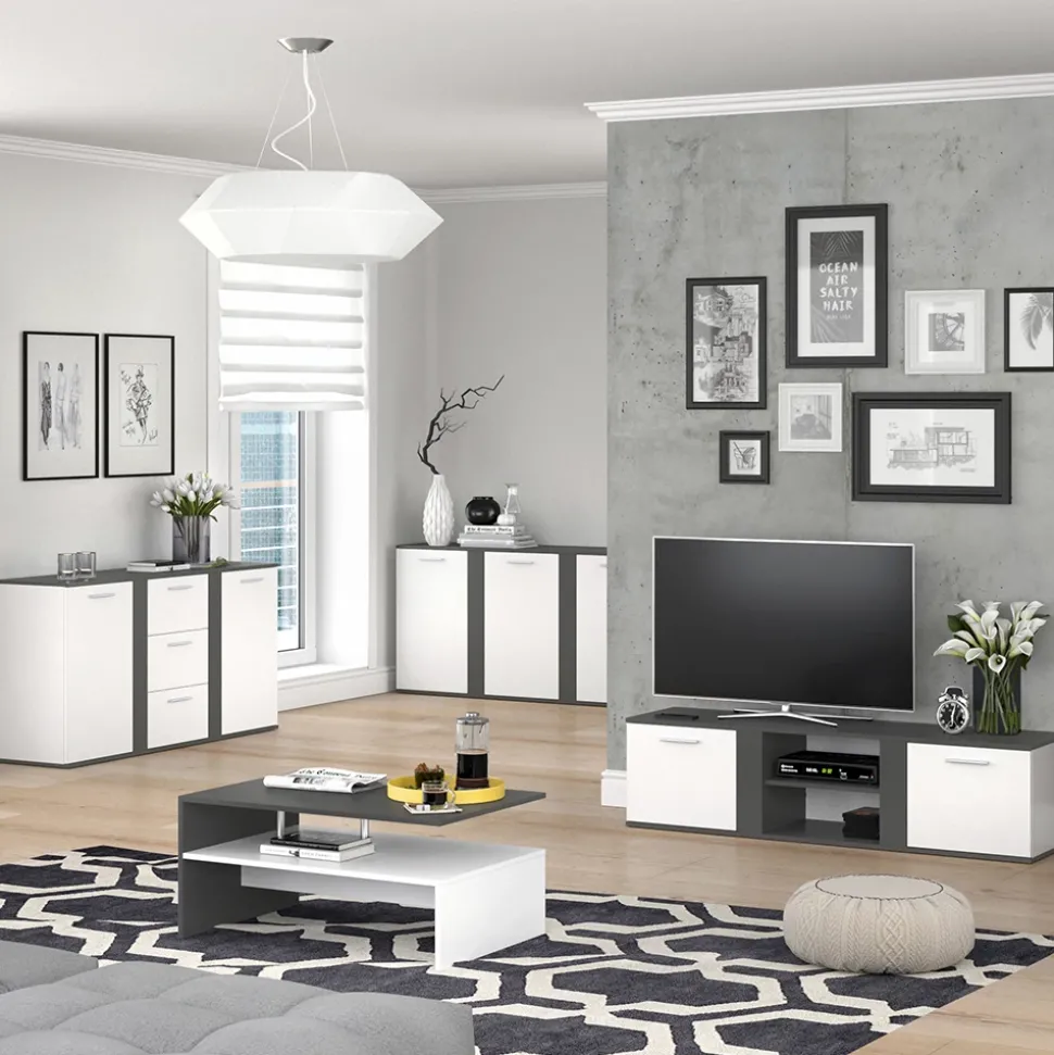 Kommode Novelli Anthrazit 40 x 80 cm mit Schubladen Vicco