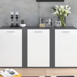 Kommode Novelli Anthrazit 40 x 80 cm mit Schubladen Vicco