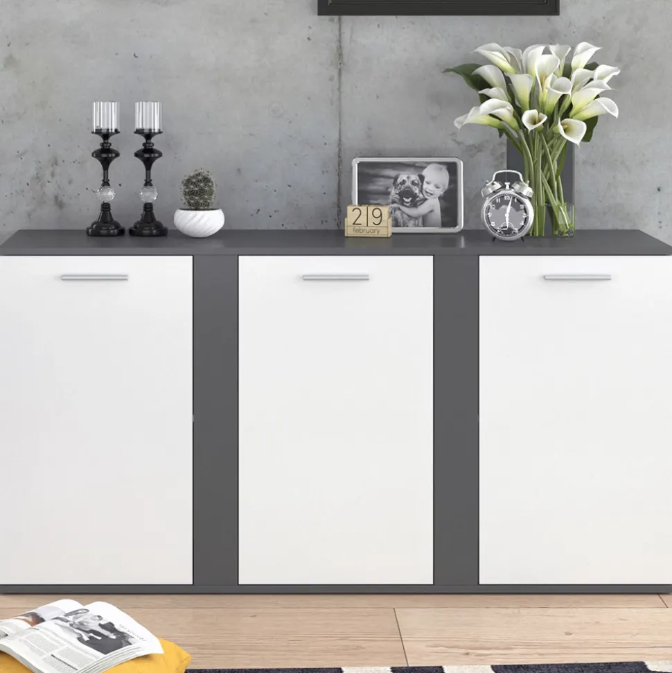 Kommode Novelli Anthrazit 40 x 80 cm mit Schubladen Vicco