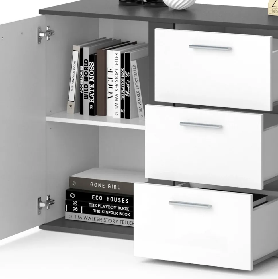 Kommode Novelli Anthrazit 40 x 80 cm mit Schubladen Vicco