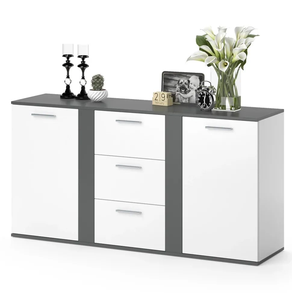 Kommode Novelli Anthrazit 40 x 80 cm mit Schubladen Vicco