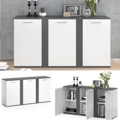 Kommode Novelli Anthrazit 40 x 80 cm mit Türen Vicco