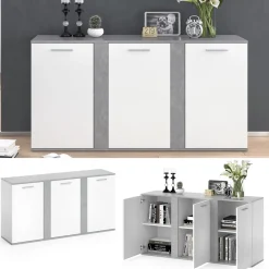 Kommode Novelli Beton 40 x 80 cm mit Türen Vicco