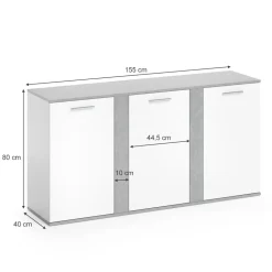 Kommode Novelli Beton 40 x 80 cm mit Türen Vicco