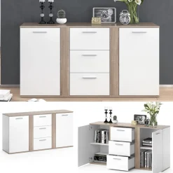 Kommode Novelli Sonoma 40 x 80 cm mit Schubladen Vicco