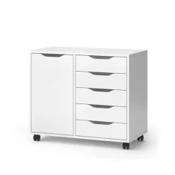 Kommode Otwin Weiß 40.6 x 61.5 cm mit 5 Schubladen und 1 Tür Vicco