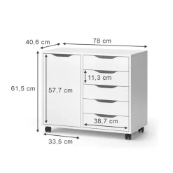 Kommode Otwin Weiß 40.6 x 61.5 cm mit 5 Schubladen und 1 Tür Vicco
