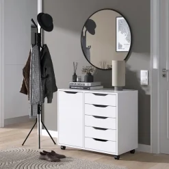 Kommode Otwin Weiß 40.6 x 61.5 cm mit 5 Schubladen und 1 Tür Vicco