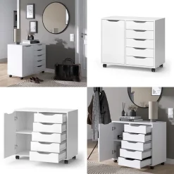 Kommode Otwin Weiß 40.6 x 61.5 cm mit 5 Schubladen und 1 Tür Vicco