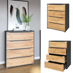 Kommode Ruben Goldkraft Eiche 48 x 101.6 cm mit Schubladen Vicco