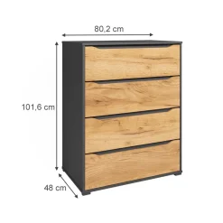 Kommode Ruben Goldkraft Eiche 48 x 101.6 cm mit Schubladen Vicco