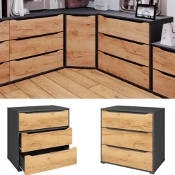 Kommode Ruben Goldkraft Eiche 48 x 77.6 cm mit Schubladen Vicco