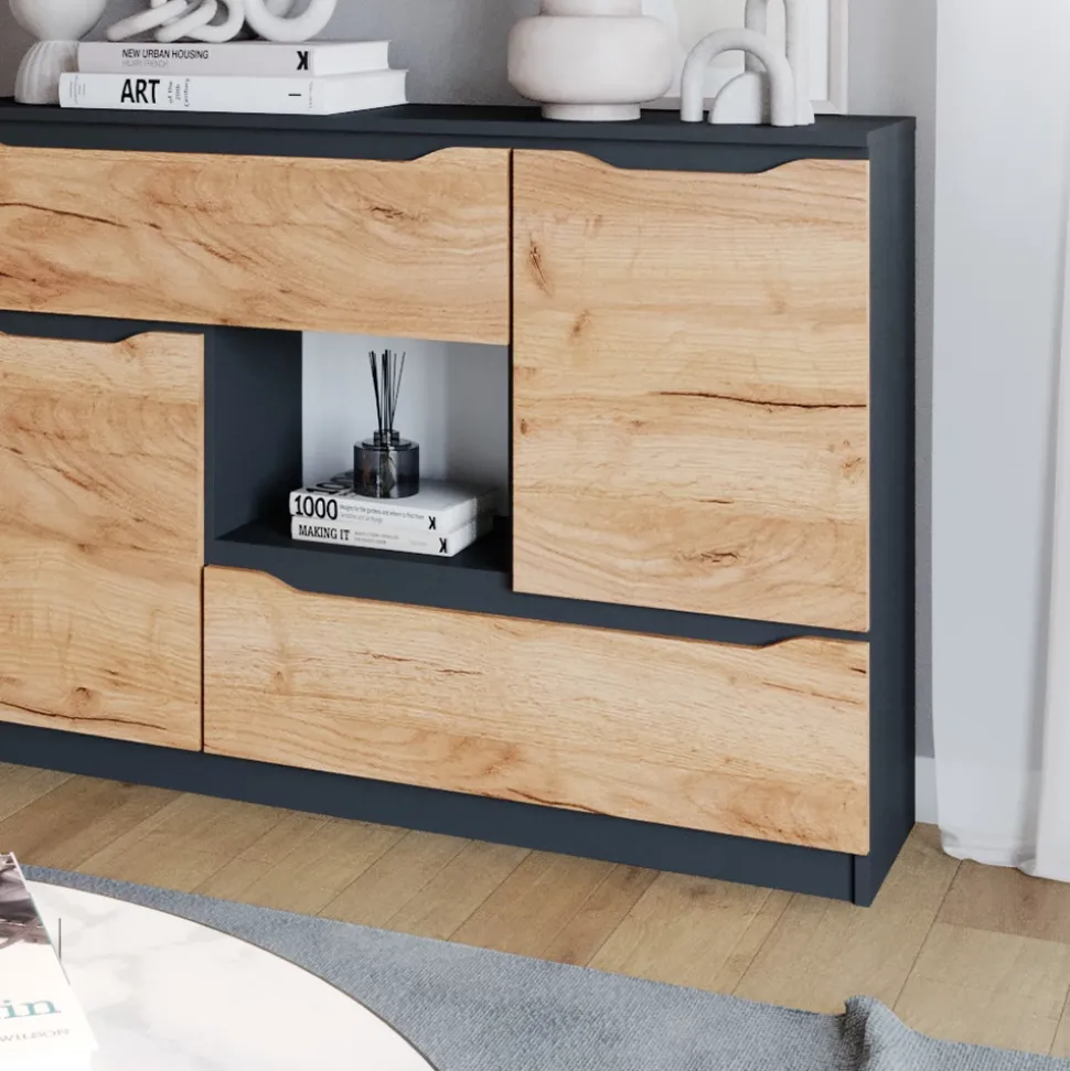 Kommode Ruben Goldkraft Eiche 120 x 84 cm mit Schubladen Vicco