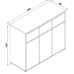 Kommode Ruben Weiß 48 x 101.6 cm mit Schubladen Vicco