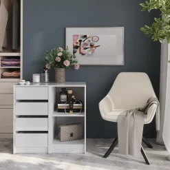 Kommode Sherry Weiß/Weiß Hochglanz 80.2 x 76 cm 2 Teile Vicco