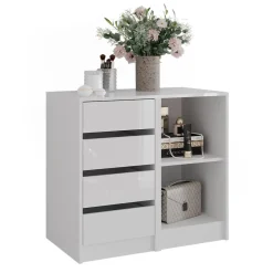 Kommode Sherry Weiß/Weiß Hochglanz 80.2 x 76 cm 2 Teile Vicco