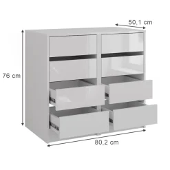 Kommode Sherry Weiß/Weiß Hochglanz 80.2 x 76 cm 2er-Set Vicco