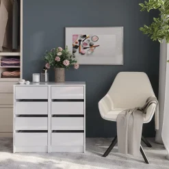 Kommode Sherry Weiß/Weiß Hochglanz 80.2 x 76 cm 2er-Set Vicco