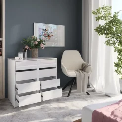 Kommode Sherry Weiß/Weiß Hochglanz 80.2 x 76 cm 2er-Set Vicco