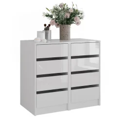 Kommode Sherry Weiß/Weiß Hochglanz 80.2 x 76 cm 2er-Set Vicco