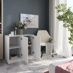 Kommode Sherry Weiß/Weiß Hochglanz 80.2 x 76 cm 2 Teile Vicco