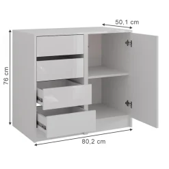 Kommode Sherry Weiß/Weiß Hochglanz 80.2 x 76 cm 2 Teile Vicco