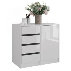 Kommode Sherry Weiß/Weiß Hochglanz 80.2 x 76 cm 2 Teile Vicco