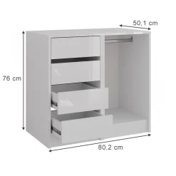 Kommode Sherry Weiß/Weiß Hochglanz 80.2 x 76 cm 2 Teile Vicco