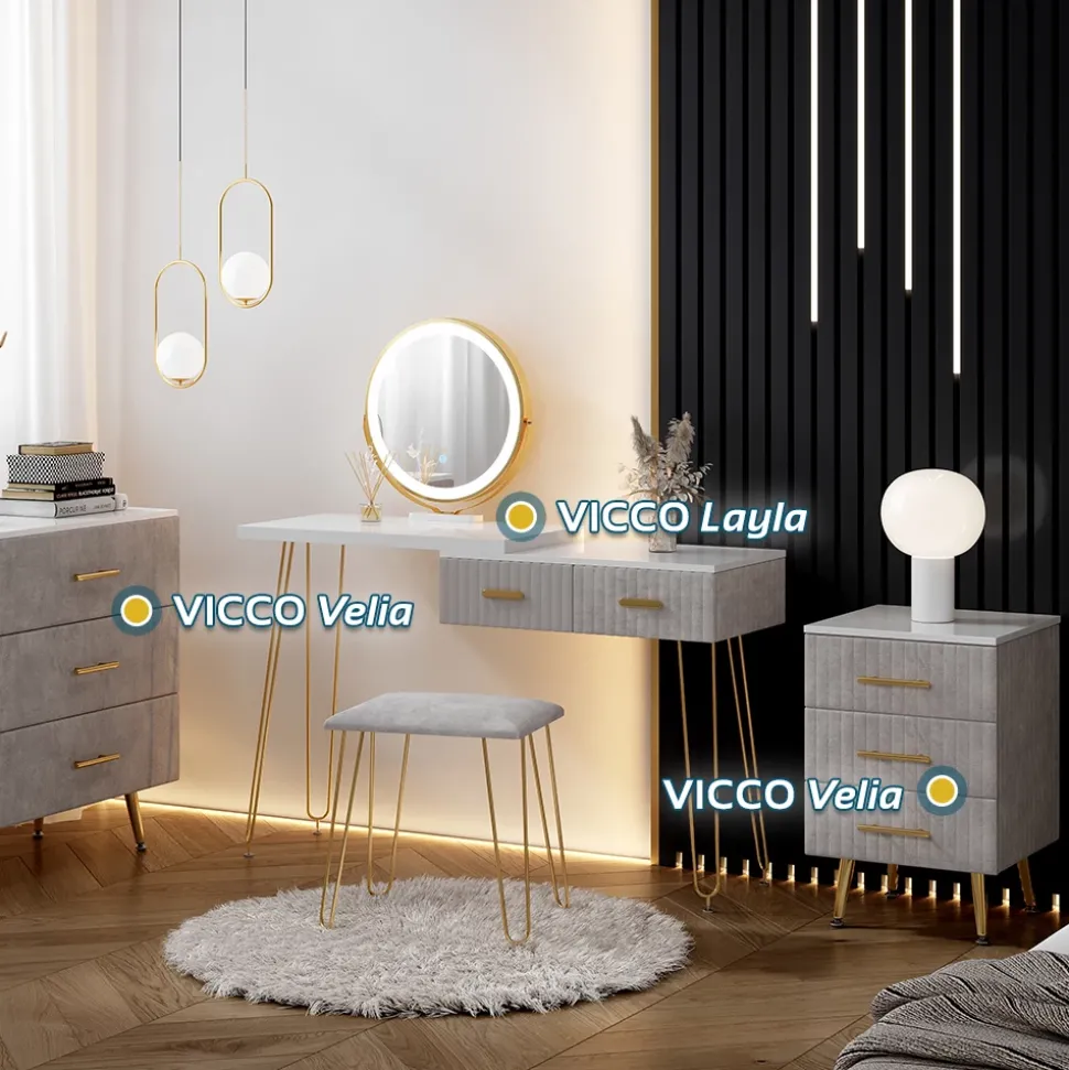 Kommode Velia Grau 70 x 78.5 cm mit 3 Schubladen Vicco