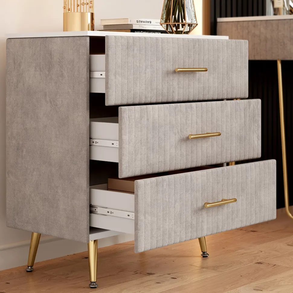 Kommode Velia Grau 70 x 78.5 cm mit 3 Schubladen Vicco