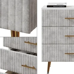 Kommode Velia Grau 70 x 78.5 cm mit 3 Schubladen Vicco