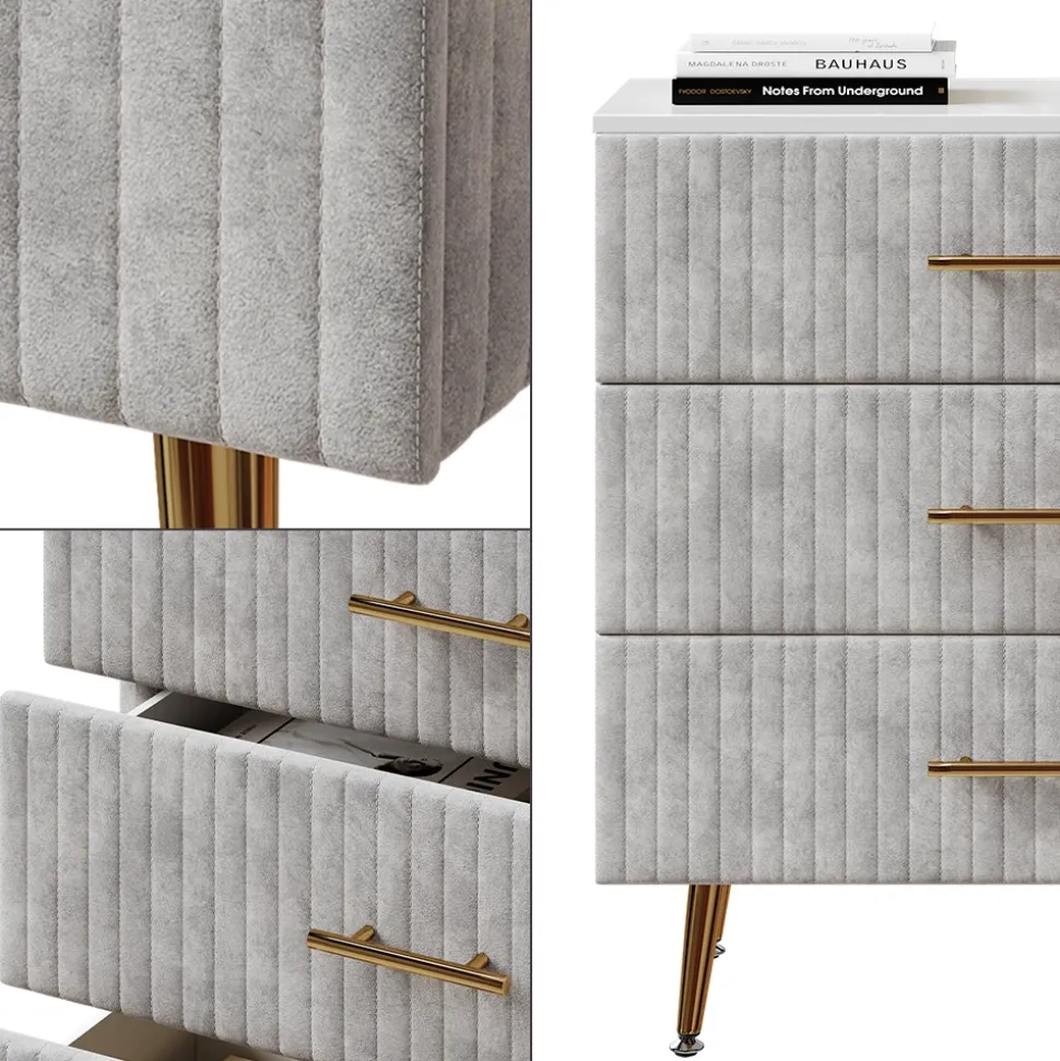 Kommode Velia Grau 70 x 78.5 cm mit 3 Schubladen Vicco