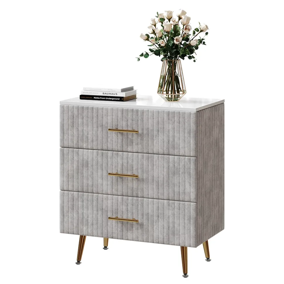 Kommode Velia Grau 70 x 78.5 cm mit 3 Schubladen Vicco