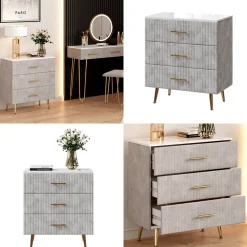 Kommode Velia Grau 70 x 78.5 cm mit 3 Schubladen Vicco