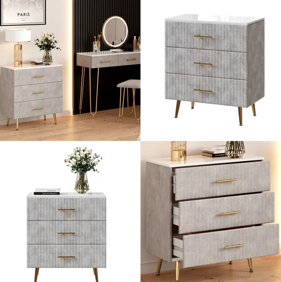 Kommode Velia Grau 70 x 78.5 cm mit 3 Schubladen Vicco