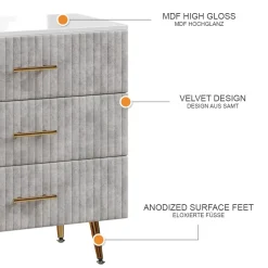 Kommode Velia Grau 70 x 78.5 cm mit 3 Schubladen Vicco